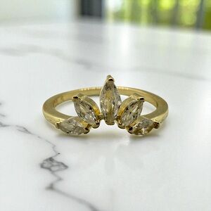 New Gold-Plated Sterling Silver Crown Ring, Size 5